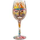 Tiki Hand Painted Wine Glass