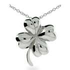 Good Luck Sterling Silver Four Leaf Clover Pendant Necklace