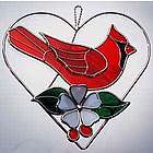 Red Cardinal Stained Glass Heart