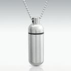 Classic Chrome Coated Cylinder Cremation Pendant