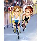 Female Duo Bicycle Racing Caricature Print from Photos