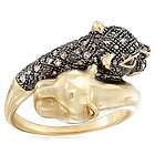 Brown Diamond Panther Bypass Ring in 14 Karat Yellow Gold