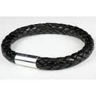 Black 8mm Braided Leather Bracelet