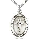 Sterling Silver Crucifix Oval Pendant