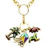 Summer Fun in the Sun Charm Necklace in Gold Tone