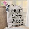 Personalized Best Day Ever Large Canvas Wedding Tote