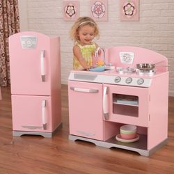 Kid's Retro Pink Kitchen and Refrigerator Toys