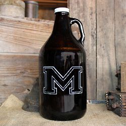 Amber Glass Monogrammed 64-Ounce Beer Growler