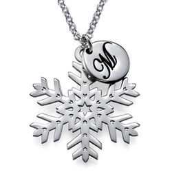 Cut Out Snowflake Necklace with Personalized Initial Pendant