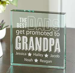 The Best Dads Get Promoted Personalized Glass Plaque