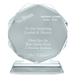 The Boss Personalized Crystal Octagon Award