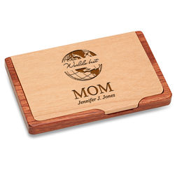 World's Best Mom Pocket and Desktop Business Card Holder