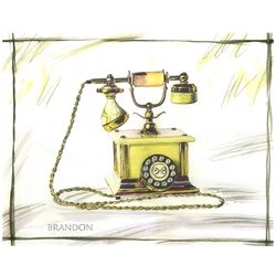 Old Fashioned Rotary Phone Personalized Watercolor Art Print