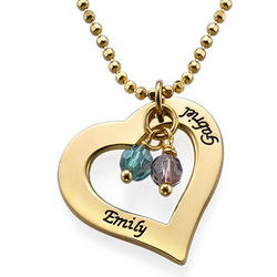 18 Karat Gold-Plated Engraved Necklace with Hollow Heart
