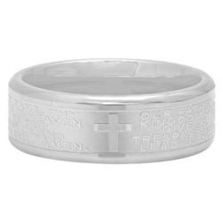 Men's Cross and Lord's Prayer Band in Stainless Steel