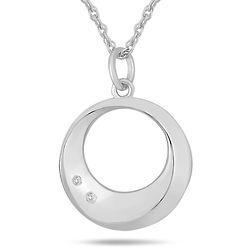 White Diamond Circle Pendant in Sterling Silver