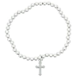 Sterling Silver Beaded Cross Bracelet for Baby