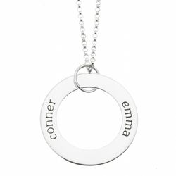 Mother's Personalized 2-Name Sterling Silver Open Loop Pendant