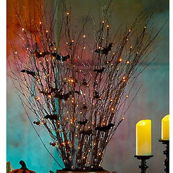 Lighted Branch Bundle with Bats Halloween Decor