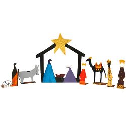 7 Piece Handcrafted Tin Silhouette Nativity Set