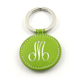 Personalized Lime Leather Keychain