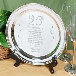 Engraved 25th Wedding Anniversary Silver Plate
