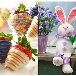 Two Days of Easter Smiles with Strawberries and Bunny Bouquet