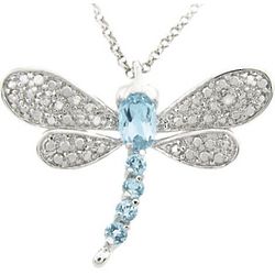 Blue Topaz and Diamond Dragonfly Necklace
