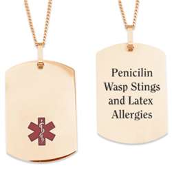 Personalized Gold Stainless Steel Medical Alert ID Necklace