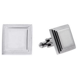 Men's Personalized Square Lined Stainless Steel Cufflinks