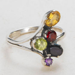 Vertical Stones of Many Colors Ring