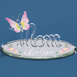 Mom with Butterfly Love You Glass Figurine