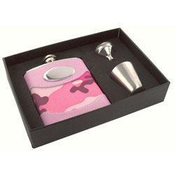 Personalized Pink Camouflage Flask Gift Set