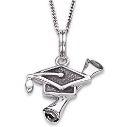 Sterling Silver Diploma and Mortar Board Graduation Necklace