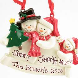 Personalized Snow Family of Three Christmas Ornament