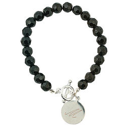 Personalized Black Crystal Beaded Bracelet