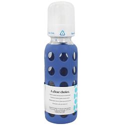 Glass Baby Bottle with Blueberry Silicone Sleeve