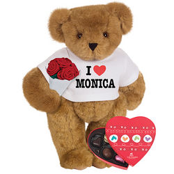I Heart You T-Shirt Teddy Bear with Roses and Box of Chocolates