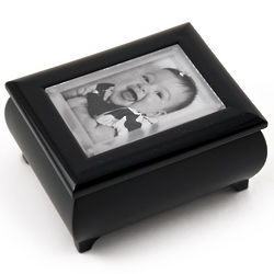 Wallet Size Matte Black Photo Frame Music Box