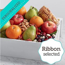 Simply Fresh Fruit and Snacks Gift Crate with Personalized Ribbon