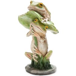 Two Frogs with Toadstool Garden Sculpture