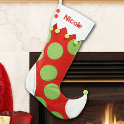 Embroidered Jester Wool Christmas Stocking