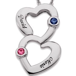 Personalized Sterling Silver Couples Figure Eight Heart Necklace