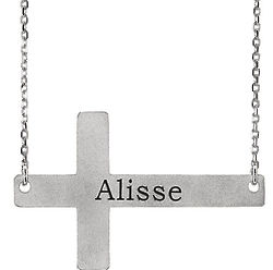Personalized Silver Sideways Cross Pendant with Rope Chain