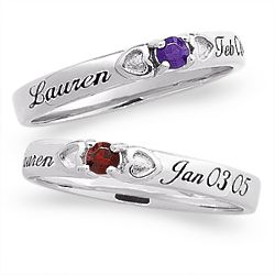 Sterling Silver Stackable Birthstone Name Ring