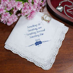 Something Blue Personalized Wedding Handkerchief