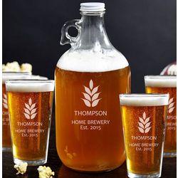 Naturally Brewed Growler and Beer Glass Set