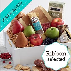Meat, Cheese, and Snacks Gift Crate with Personalized Ribbon