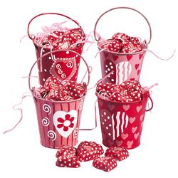 Valentine Pails with Chocolate Candy Hearts