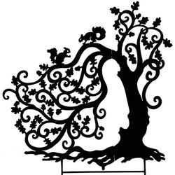 Tree with Squirrels Silhouette Garden Stake